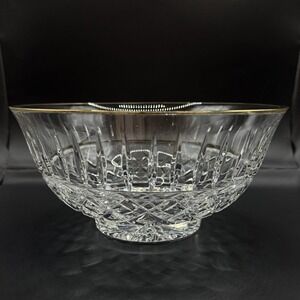 VTG Samobor Illusions 24% Lead Crystal‎ Bowl - Gold Rim - Hand Cut Croatia